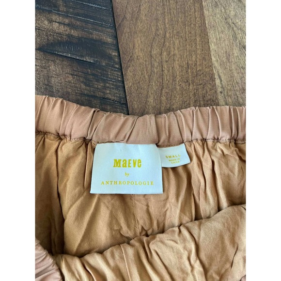 Maeve Anthropologie Striped Micro Pleated Midi Skirt Tan Navy Neon Yellow Small - Picture 4 of 7